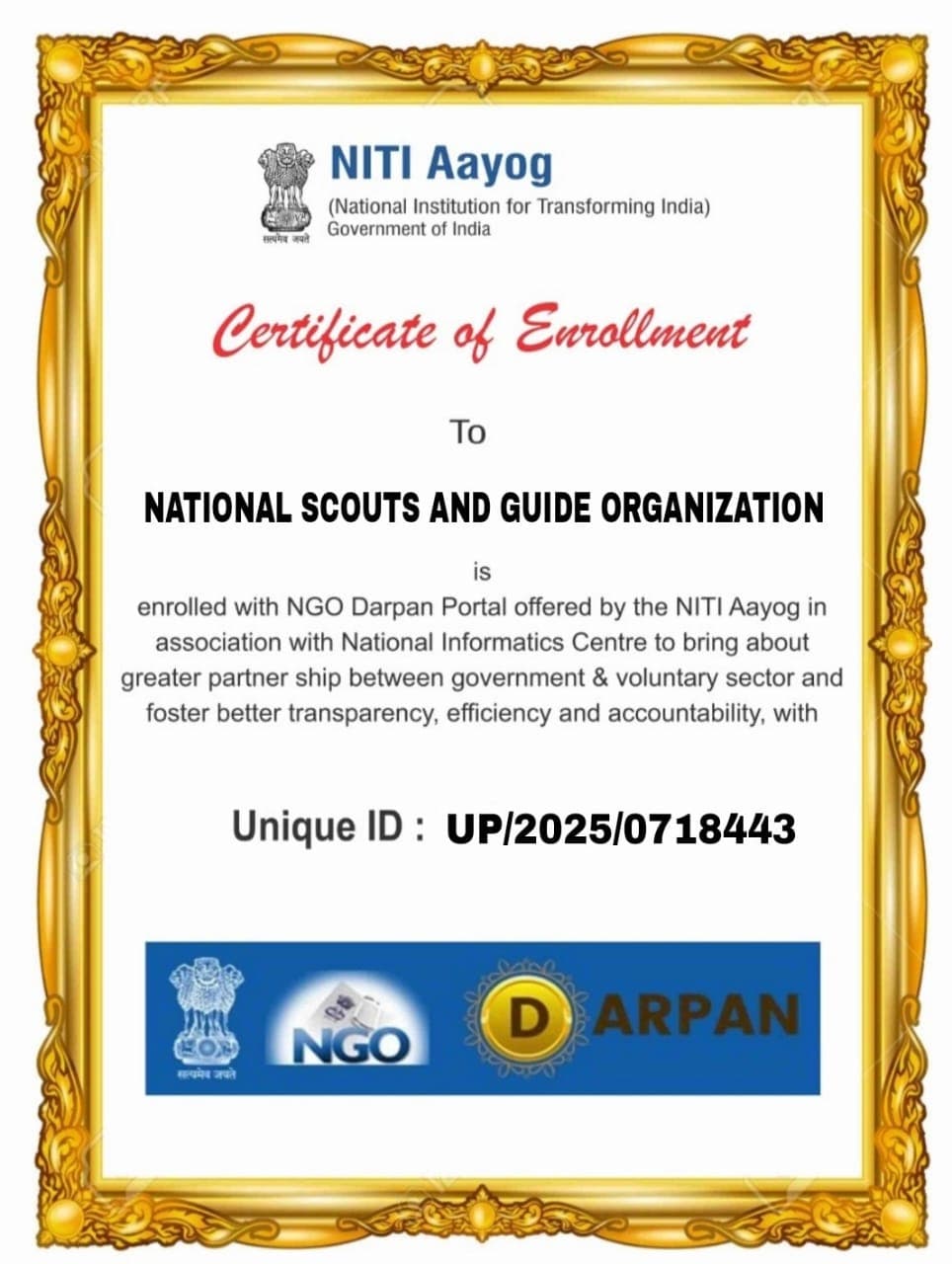 NITI Aayog Enrollment